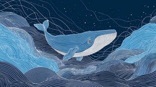 深海中畅游的梦幻鲸鱼