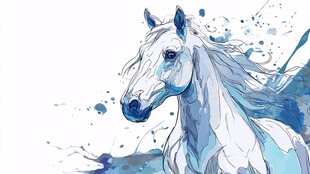 水墨风白马英姿