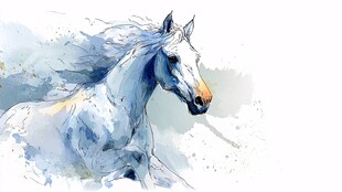 奔腾的水墨骏马