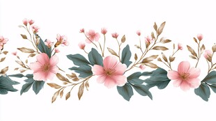 粉色花卉藤蔓装饰图案