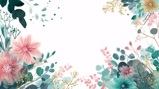 清新花卉边框背景图