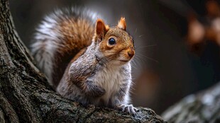 树枝上的可爱松鼠