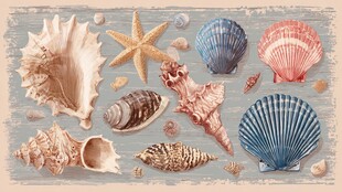 缤纷多彩的海洋贝壳集合