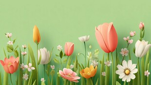 春日缤纷花卉插画