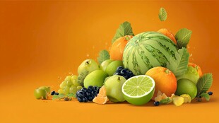 多彩鲜果堆叠的视觉盛宴