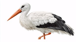 白鹳特写 优雅的长喙飞鸟