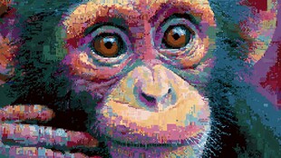 彩色像素风可爱小猴子