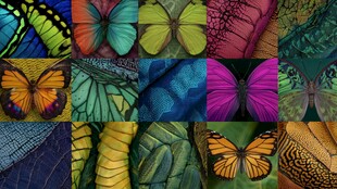 多彩蝴蝶纹理拼贴艺术图