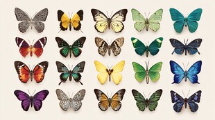 多彩蝴蝶标本展示