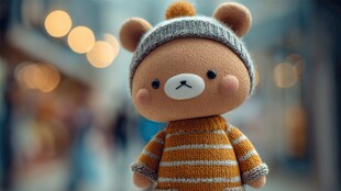 可爱小熊玩偶的温馨瞬间