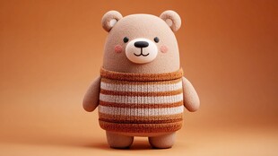 可爱小熊玩偶 条纹毛衣风