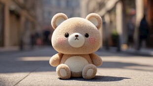 街头萌态小熊玩偶