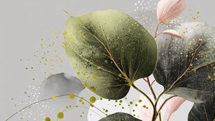 清新绿植水彩风艺术插画