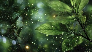 梦幻绿叶间闪烁的微光