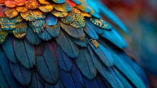 绚丽多彩的鸟类羽毛特写
