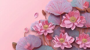粉色梦幻荷花艺术插画