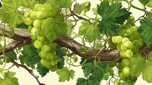 翠绿葡萄藤上的清新果实