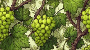 青葡萄与绿叶的精美图案