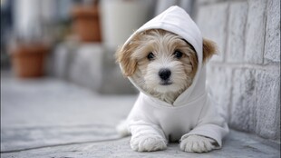 穿连帽衣的可爱小狗