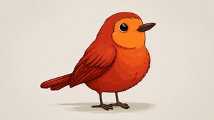 可爱红色小鸟插画形象