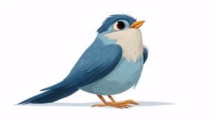 可爱蓝白小鸟插画