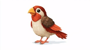 可爱卡通红羽小鸟形象