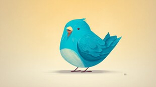 蓝色卡通小鸟站立姿态