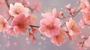 粉色烂漫樱花枝