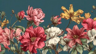 多彩花卉组合图案