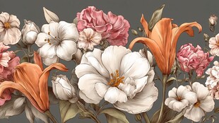 缤纷花卉组合插画