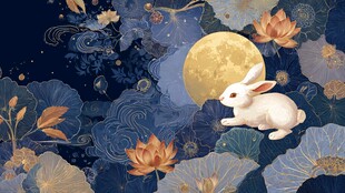 玉兔望月 中式梦幻图景