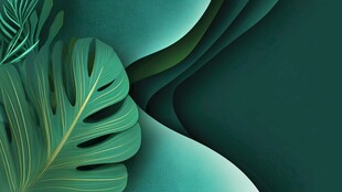 翠绿叶片的梦幻纸艺背景