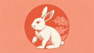 中式风白兔插画