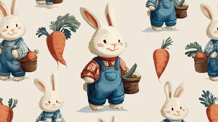 可爱兔子与胡萝卜图案设计