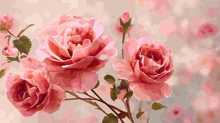 粉色浪漫玫瑰花束插画