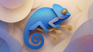 蓝色变色龙的梦幻纸艺世界