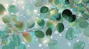 清新绿叶梦幻背景图