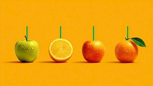 多彩鲜果插吸管排列展示