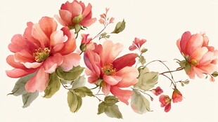 粉色花卉插画 清新柔美
