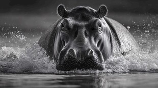 水中奔腾的河马