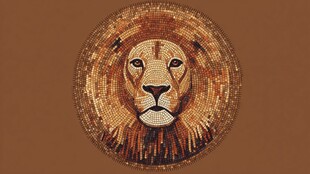 马赛克风格狮子头图案