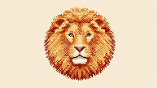刺绣风格狮子头像图案