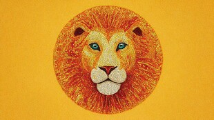 橙黄色雄狮头像插画