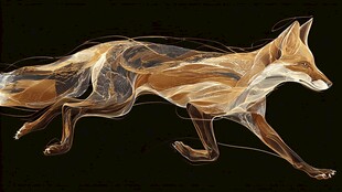 奔跑的线条狐狸艺术图像