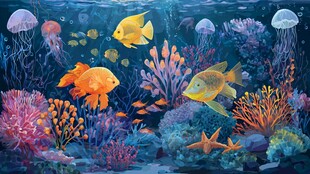梦幻海底世界鱼类珊瑚景