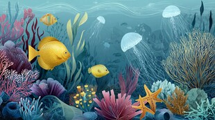 梦幻海底世界的多彩生物