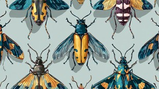 多彩甲虫无缝图案设计