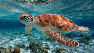 畅游海底的美丽海龟