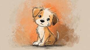 可爱小狗水彩风插画