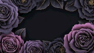 深紫玫瑰环绕的梦幻背景